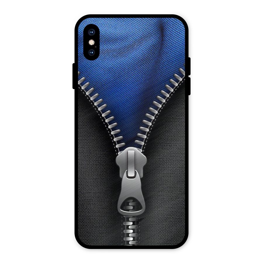 Blue Zipper Metal Back Case for iPhone XS Max