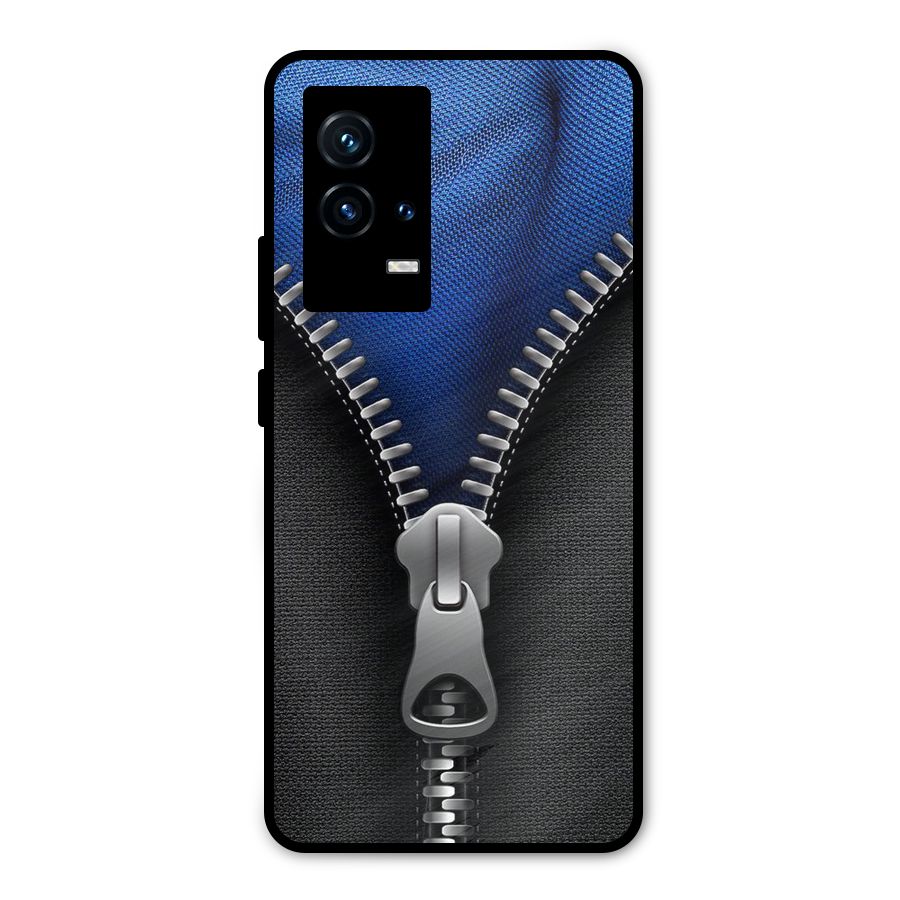 Blue Zipper Metal Back Case for iQOO 9 5G