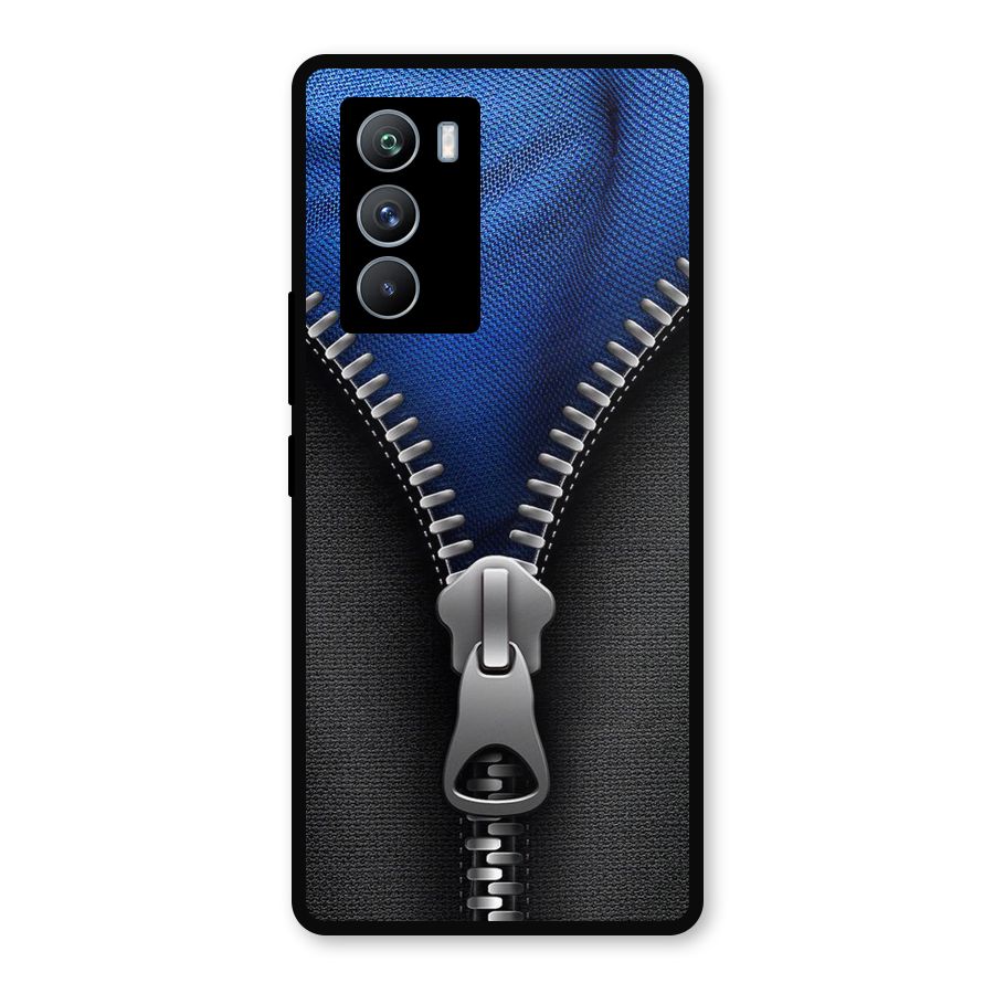 Blue Zipper Metal Back Case for iQOO 9 SE