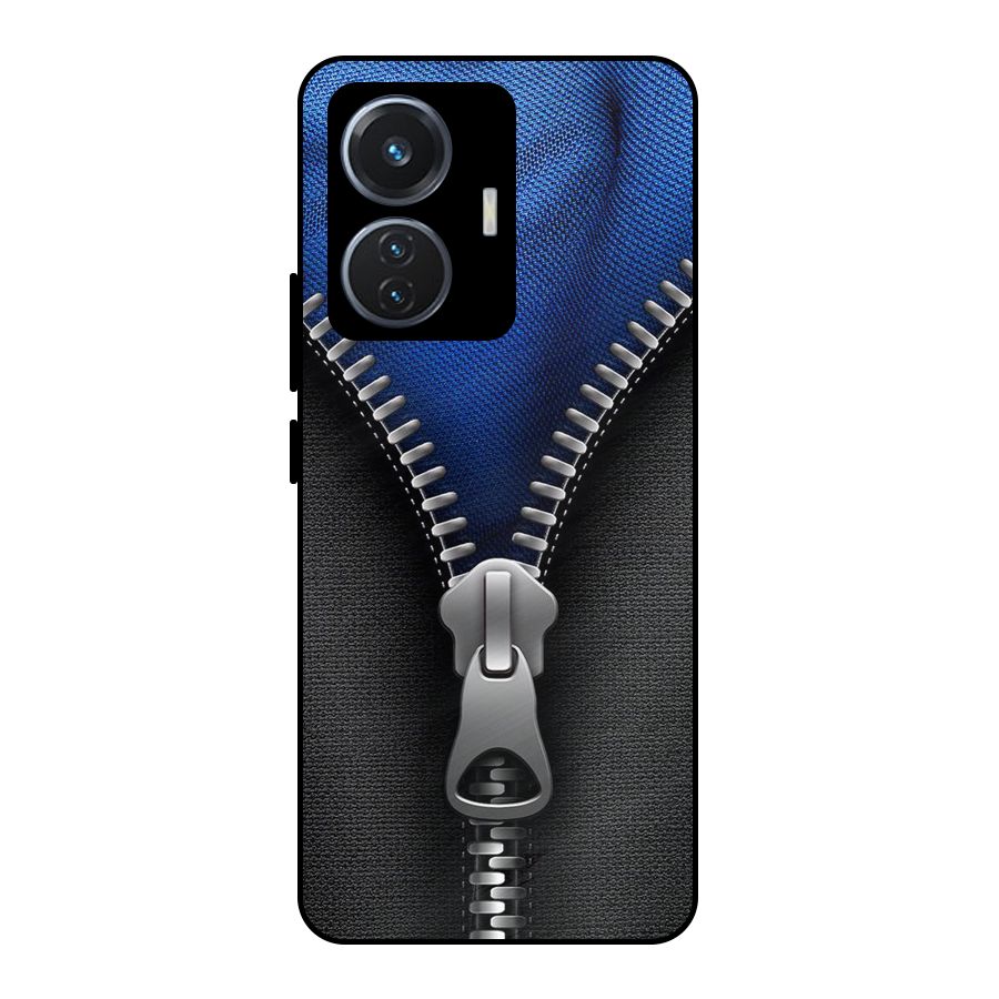 Blue Zipper Metal Back Case for iQOO Z6 44W