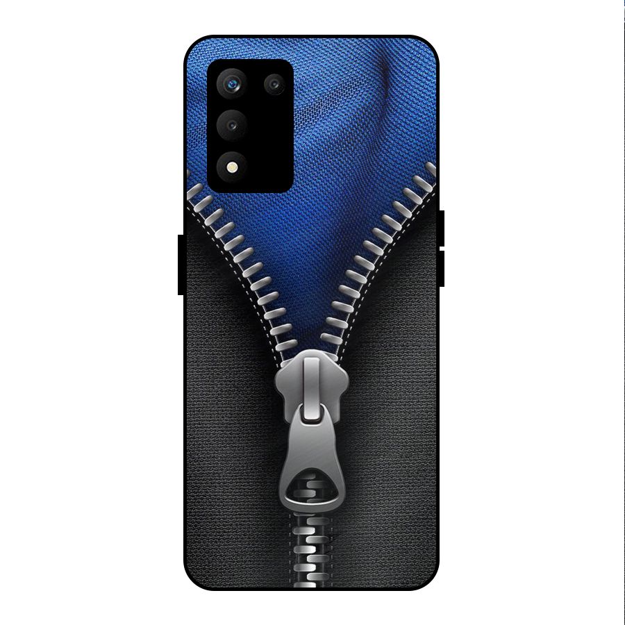 Blue Zipper Metal Back Case for realme 9 5G SE