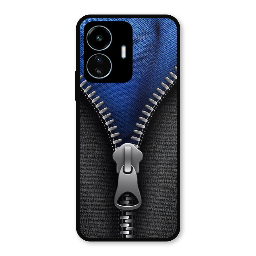 Blue Zipper Metal Back Case for vivo iQOO Z6 Lite 5G