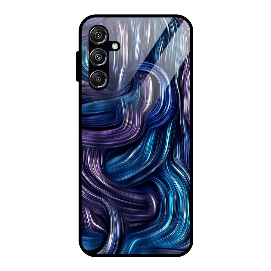 Blue and Purple Oil Paint Glass Back Case for Galaxy M34 5G