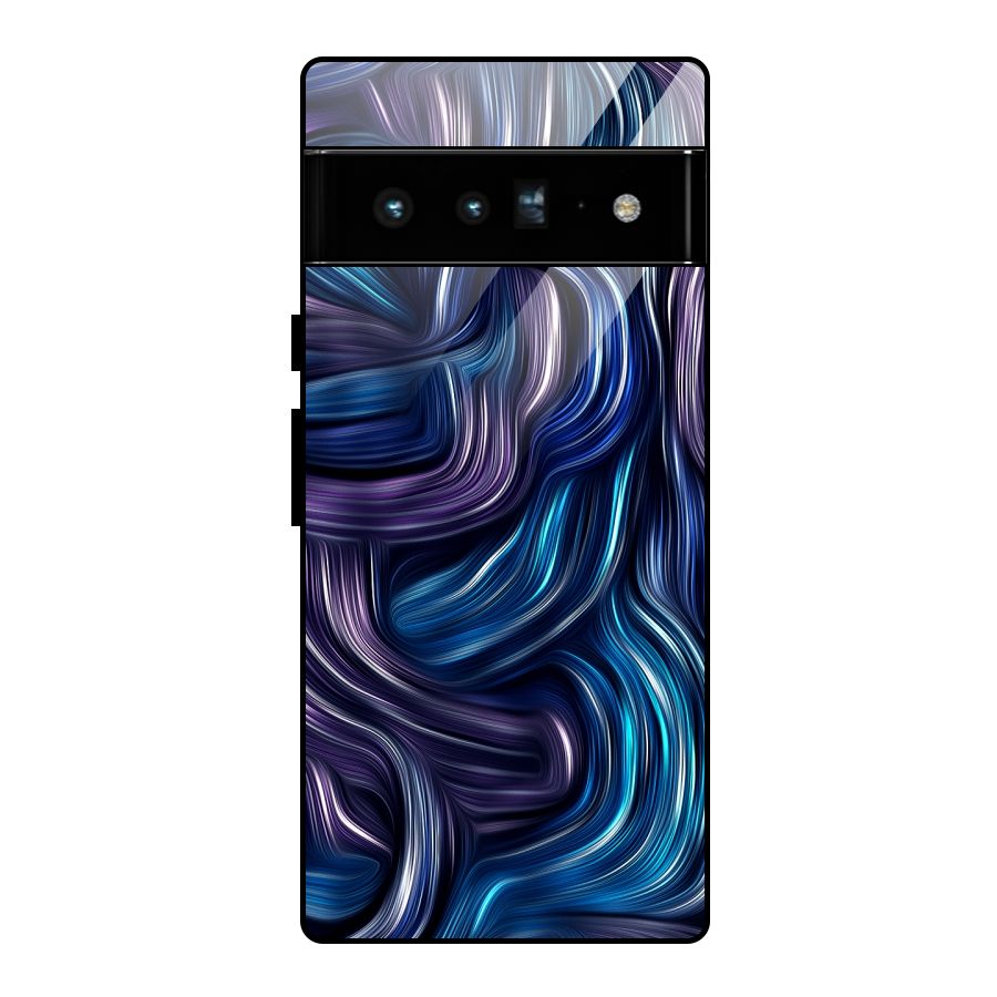 Blue and Purple Oil Paint Glass Back Case for Google Pixel 6 Pro