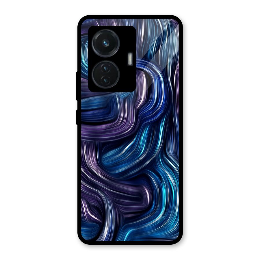 Blue and Purple Oil Paint Glass Back Case for Vivo T1 44W
