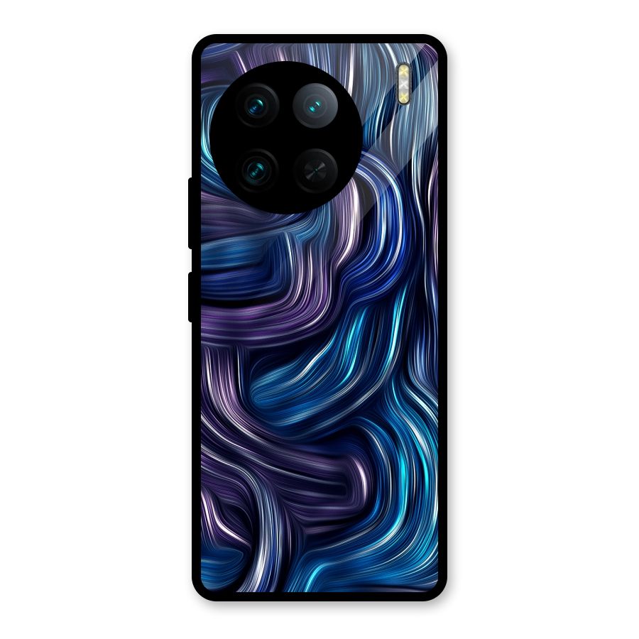 Blue and Purple Oil Paint Glass Back Case for Vivo X90 Pro
