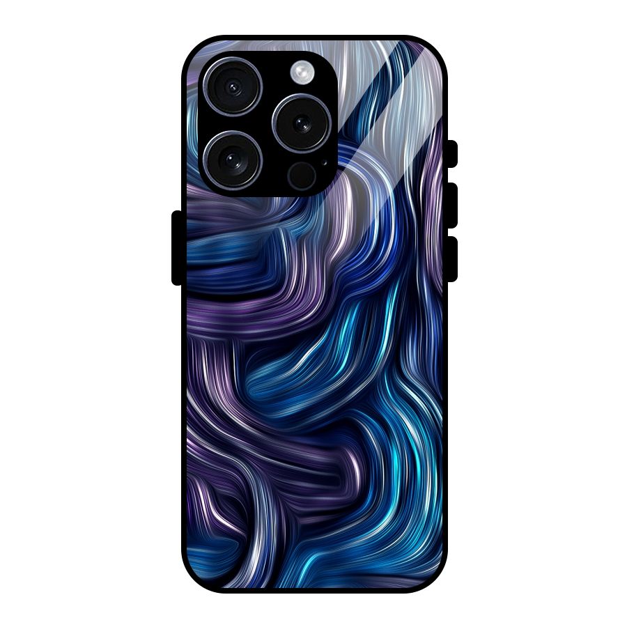 Blue and Purple Oil Paint Glass Back Case for iPhone 15 Pro