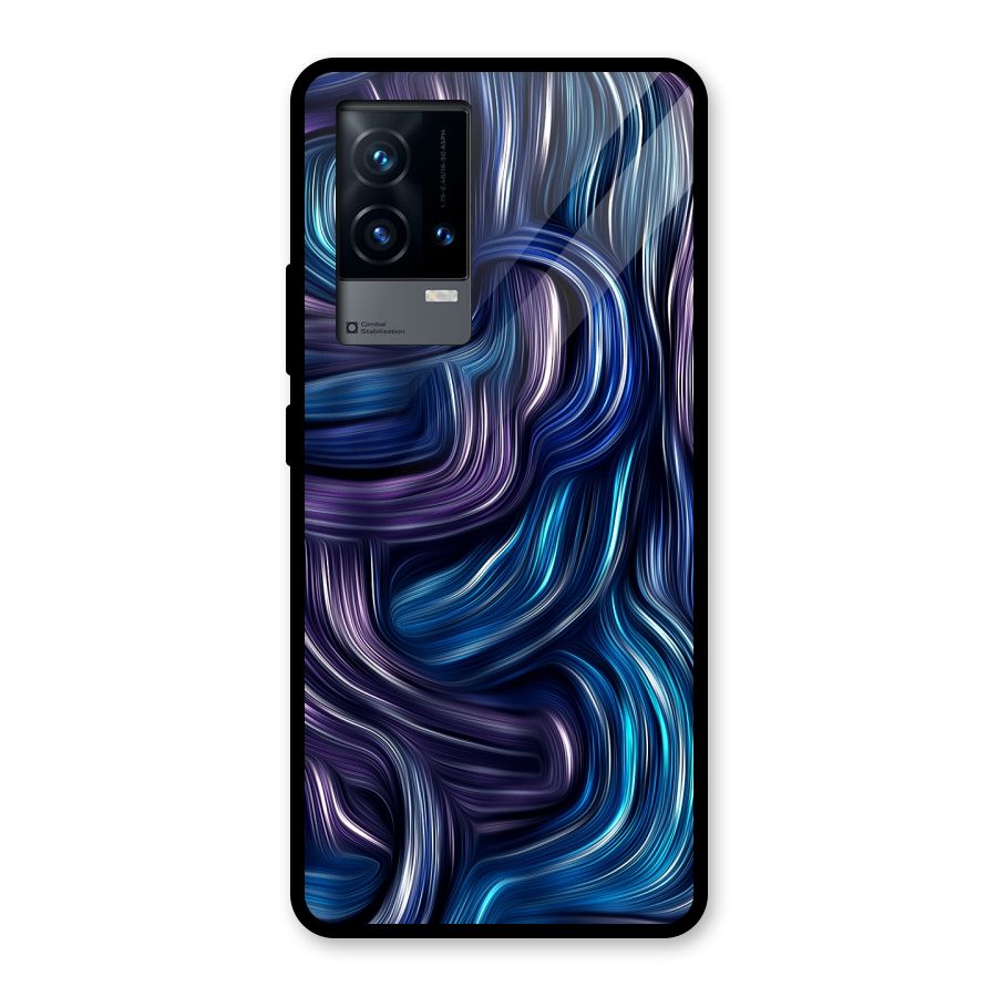 Blue and Purple Oil Paint Glass Back Case for iQOO 9 5G