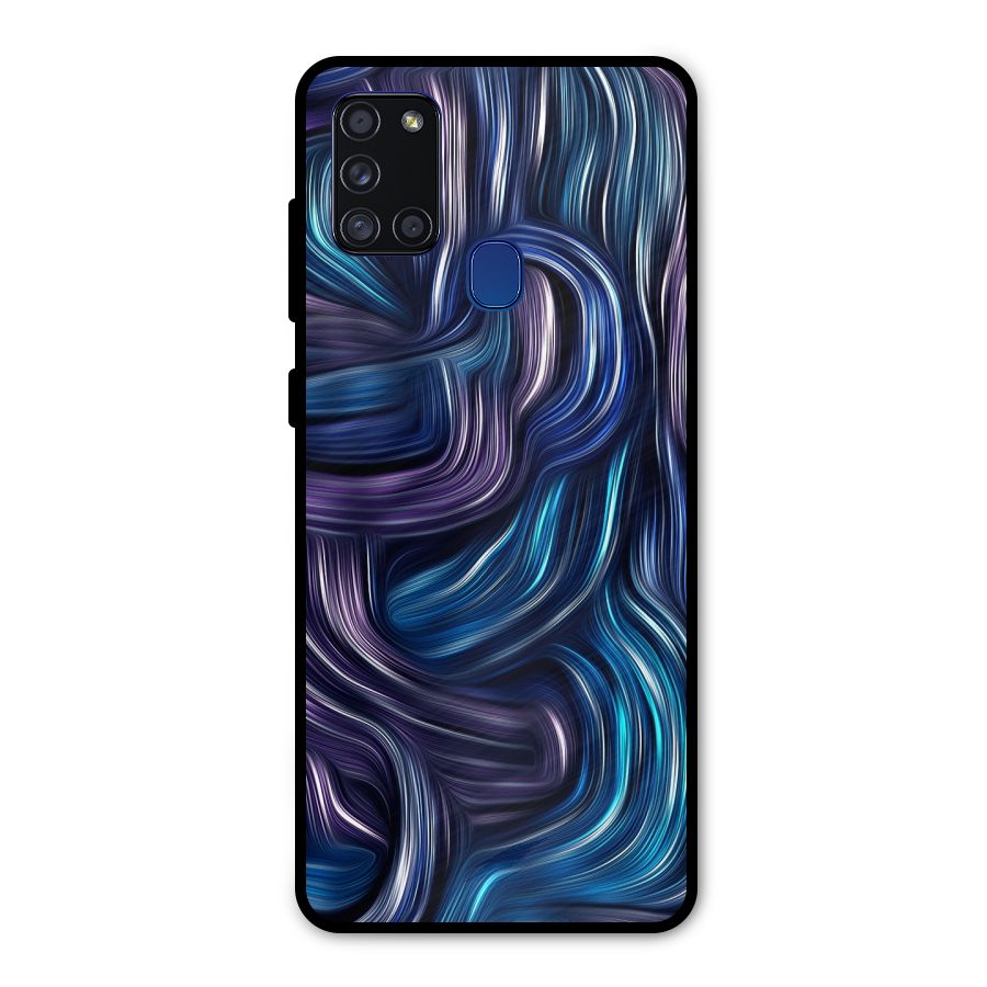 Blue and Purple Oil Paint Metal Back Case for Galaxy A21s
