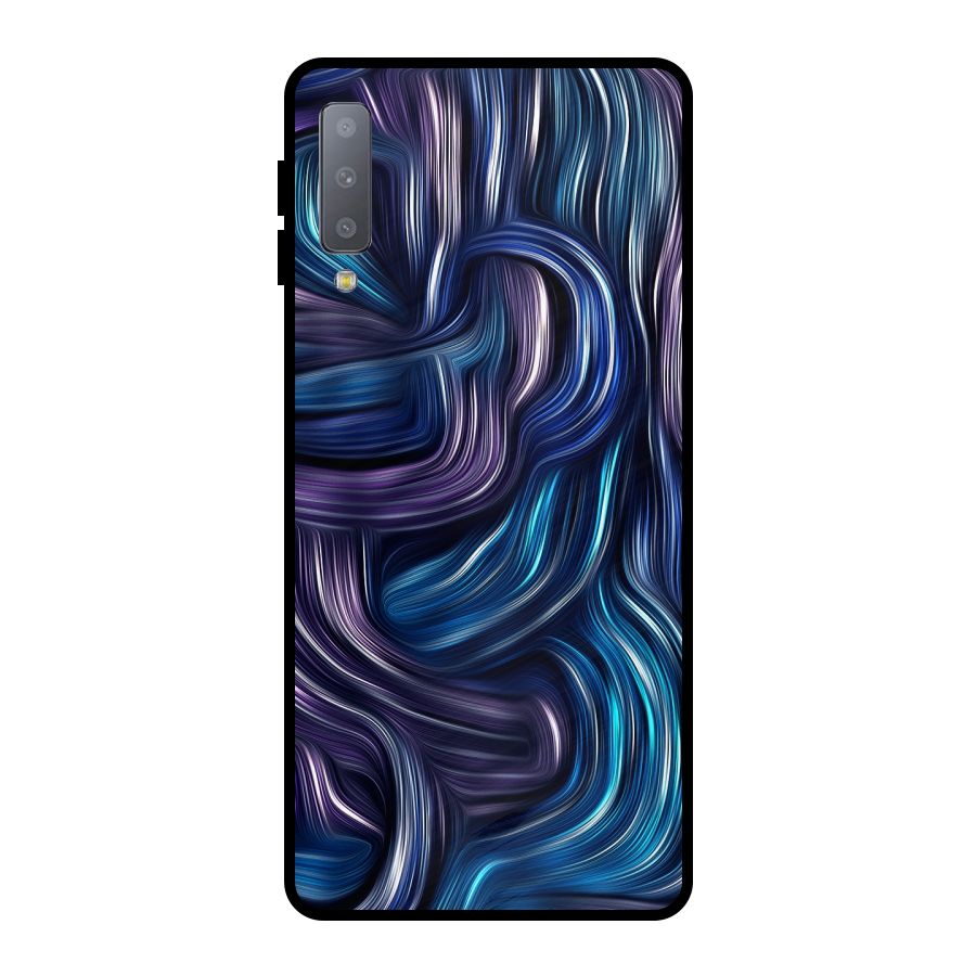 Blue and Purple Oil Paint Metal Back Case for Galaxy A7 (2018)