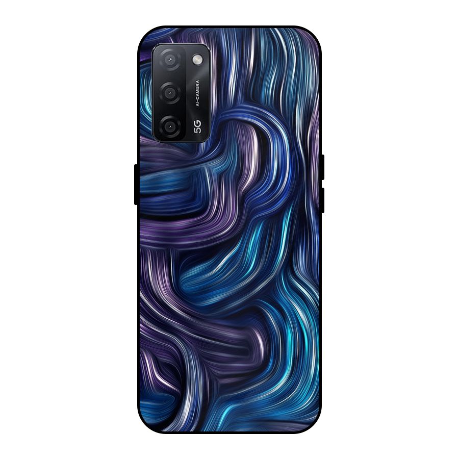 Blue and Purple Oil Paint Metal Back Case for Oppo A53s 5G