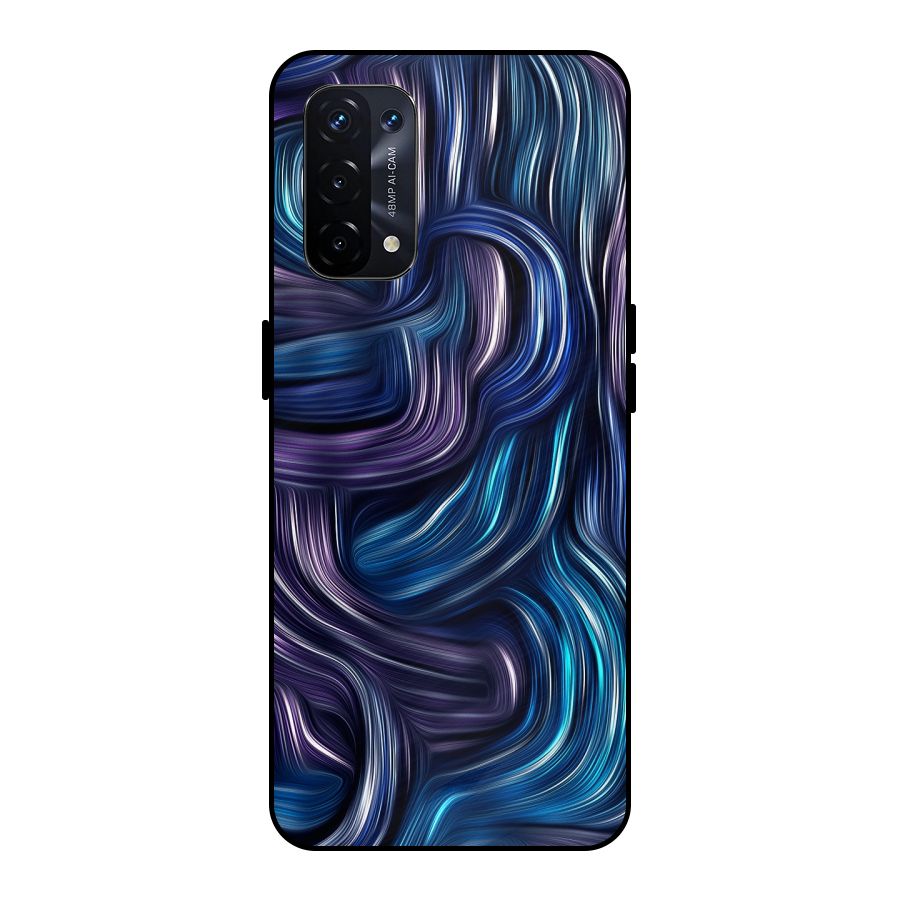 Blue and Purple Oil Paint Metal Back Case for Oppo A74 5G
