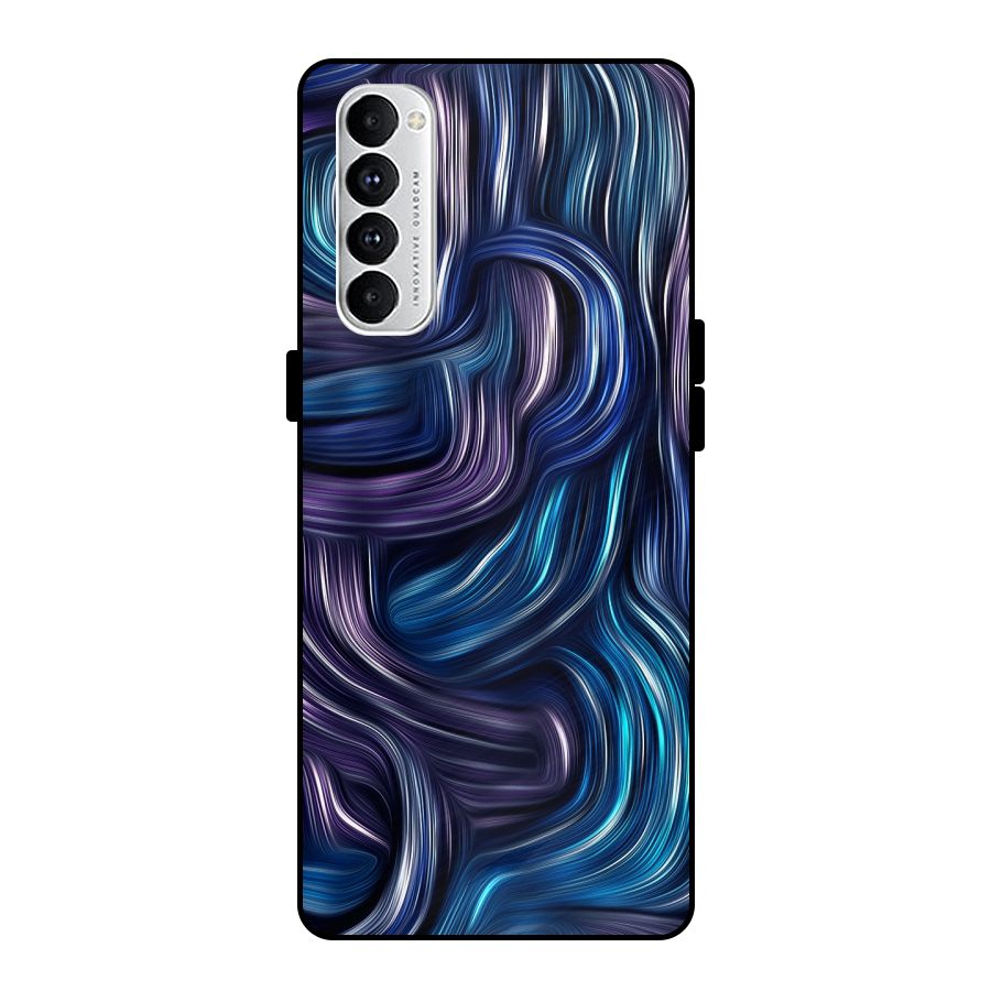 Blue and Purple Oil Paint Metal Back Case for Oppo Reno4 Pro
