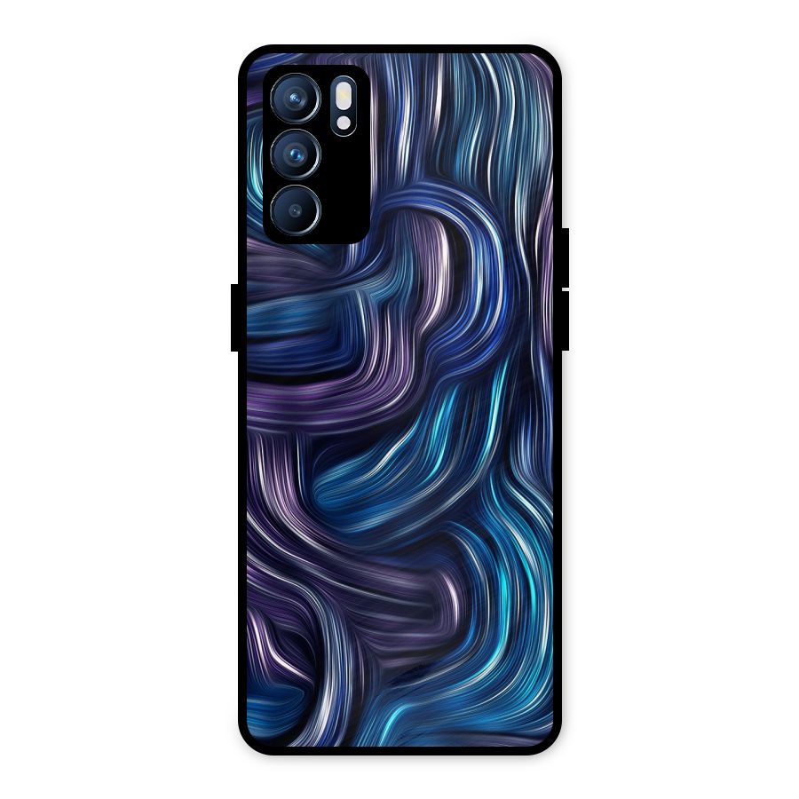 Blue and Purple Oil Paint Metal Back Case for Oppo Reno6 5G