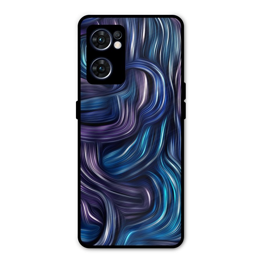 Blue and Purple Oil Paint Metal Back Case for Oppo Reno7 5G