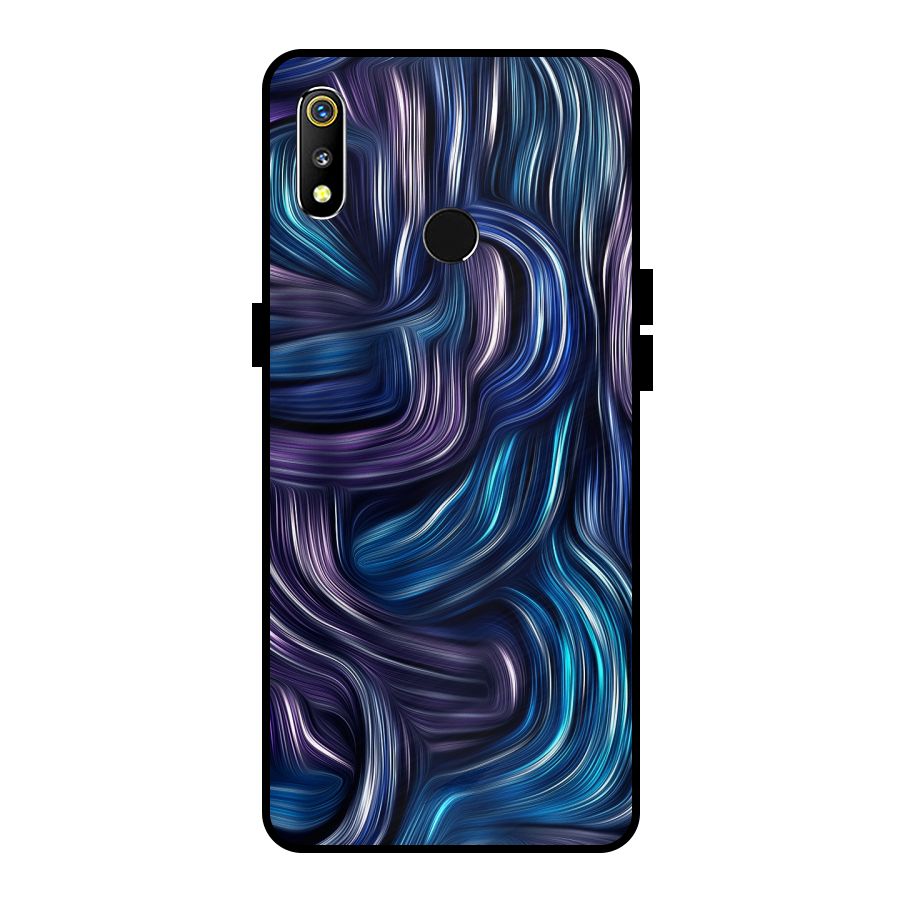 Blue and Purple Oil Paint Metal Back Case for Realme 3i
