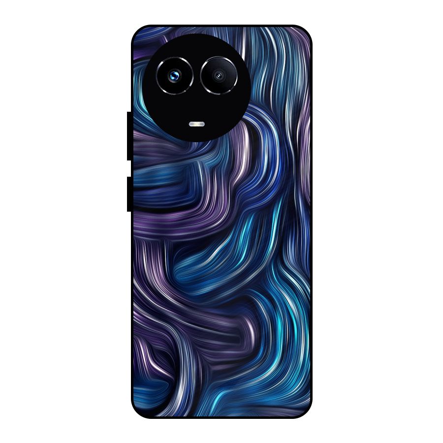 Blue and Purple Oil Paint Metal Back Case for Realme Narzo 60X
