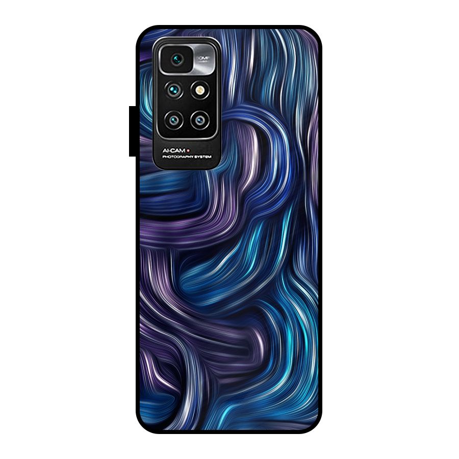 Blue and Purple Oil Paint Metal Back Case for Redmi 10 Prime
