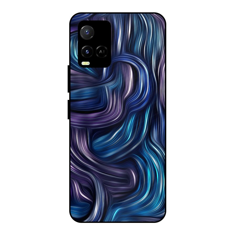 Blue and Purple Oil Paint Metal Back Case for Vivo Y21T