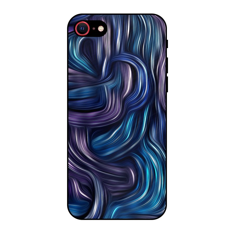 Blue and Purple Oil Paint Metal Back Case for iPhone SE 2022