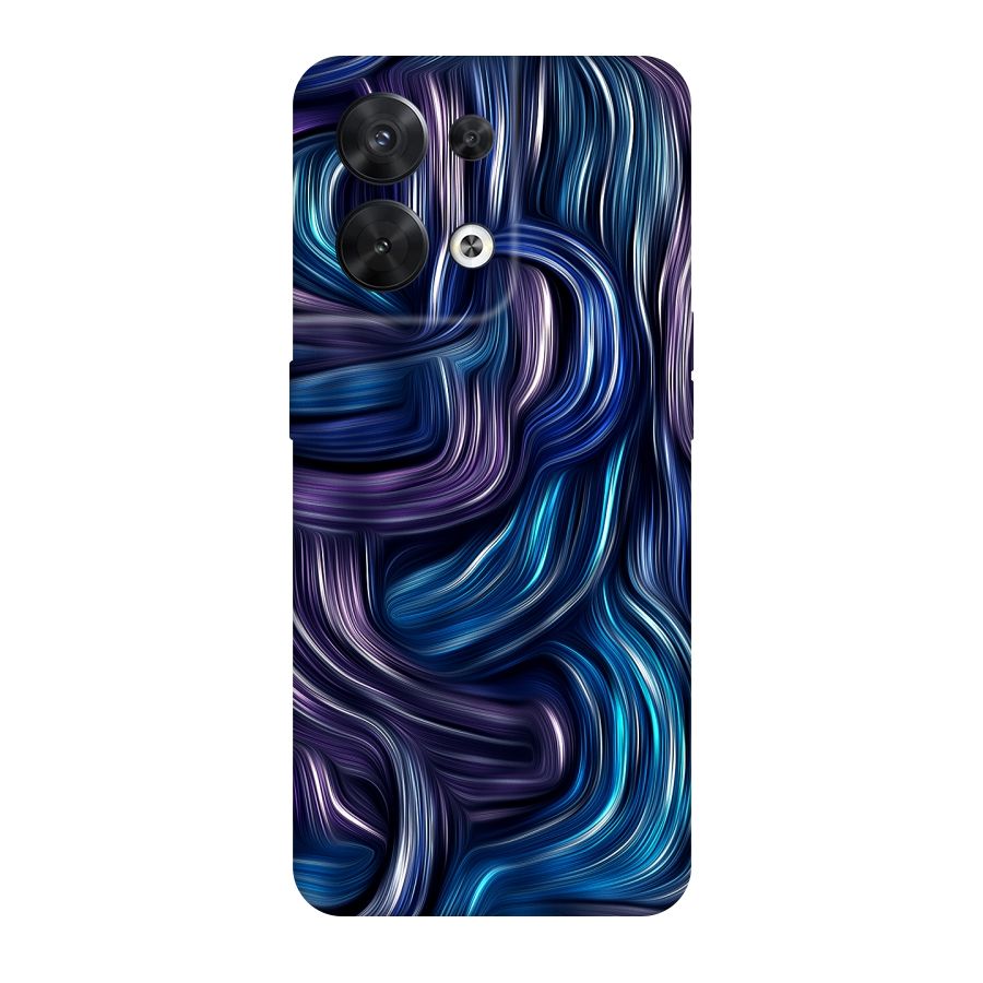 Blue and Purple Oil Paint Original Polycarbonate Back Case for Oppo Reno8 5G