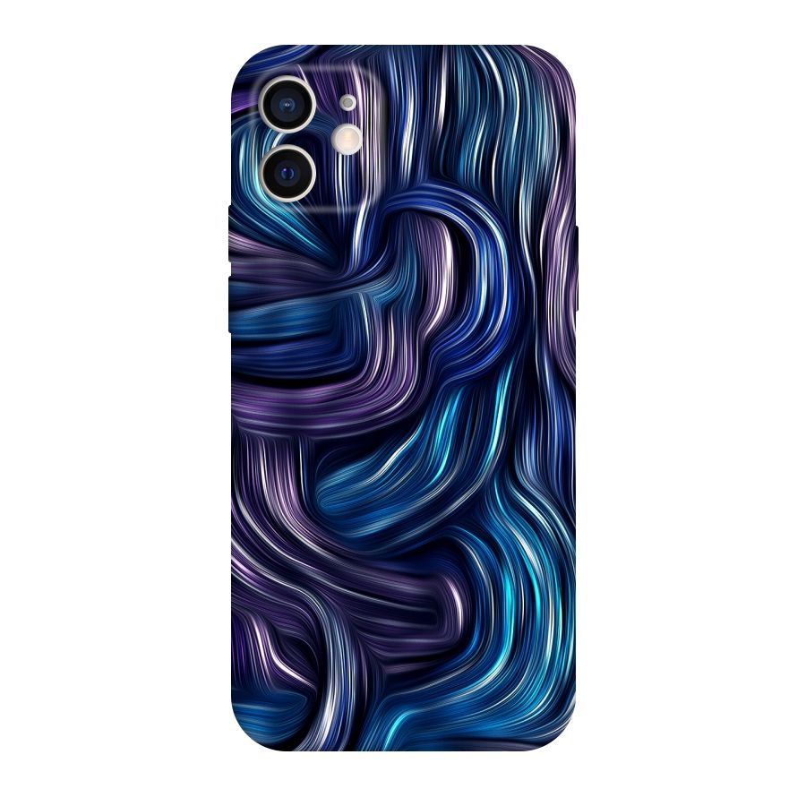 Blue and Purple Oil Paint Original Polycarbonate Back Case for iPhone 12