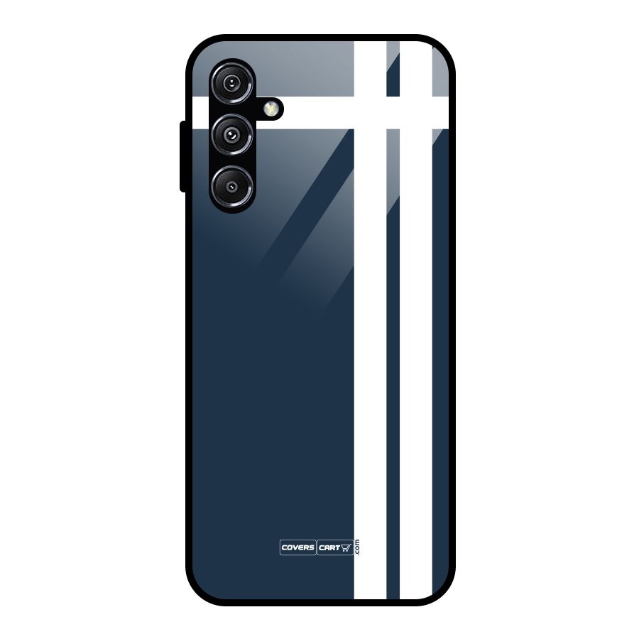 Blue and White Glass Back Case for Galaxy M34 5G
