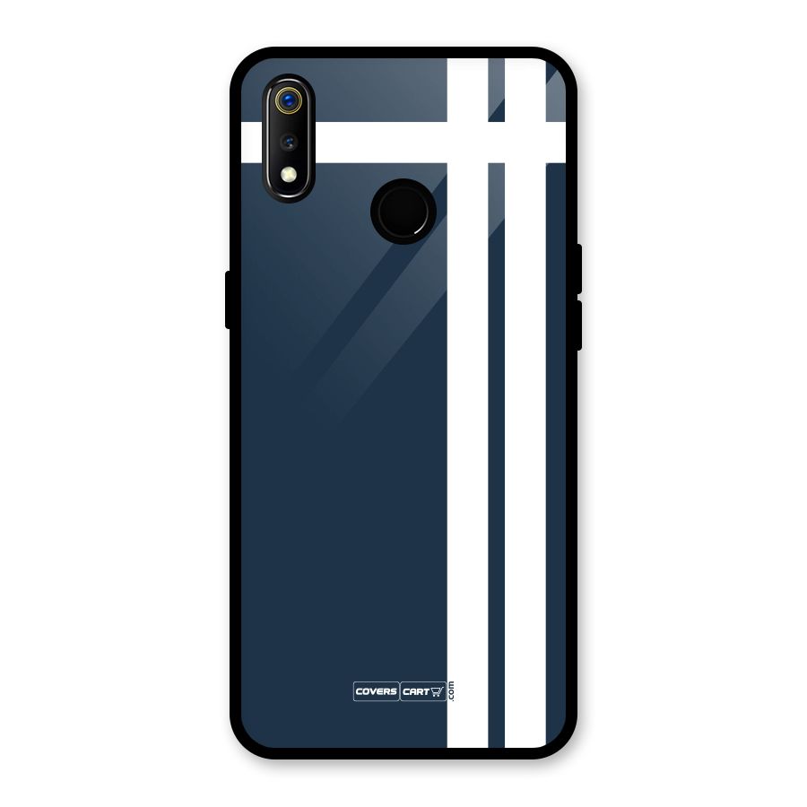 Blue and White Glass Back Case for Realme 3i