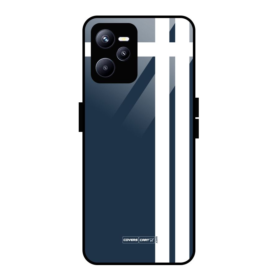 Blue and White Glass Back Case for Realme C35