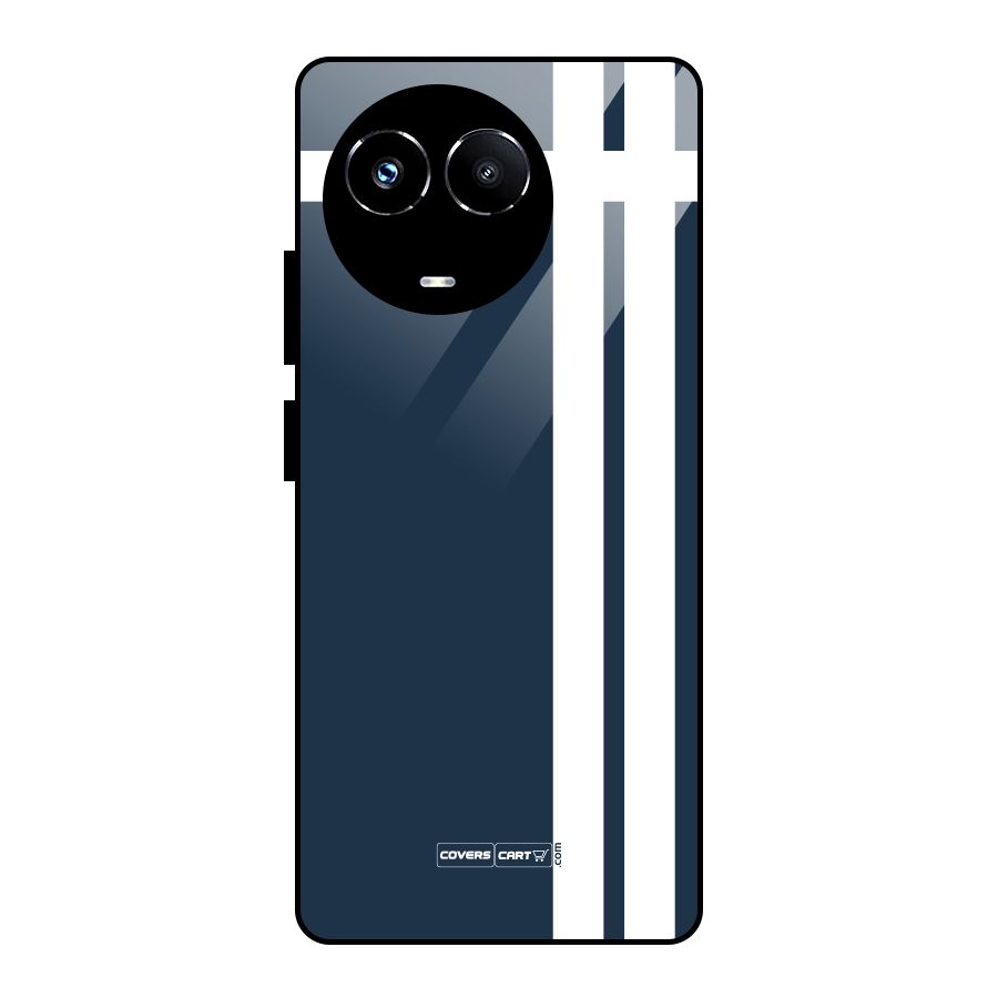 Blue and White Glass Back Case for Realme Narzo 60X