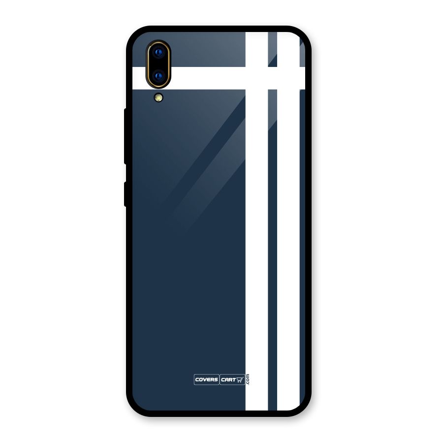 Blue and White Glass Back Case for Vivo V11 Pro