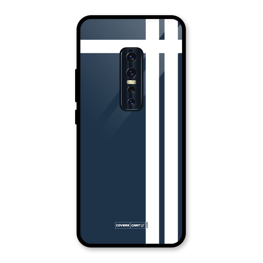 Blue and White Glass Back Case for Vivo V17 Pro