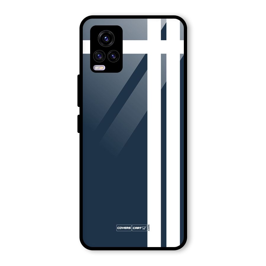 Blue and White Glass Back Case for Vivo V20 2021