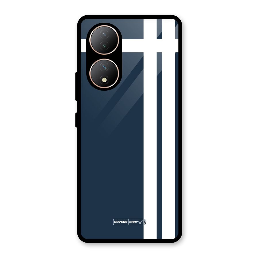 Blue and White Glass Back Case for Vivo Y100A
