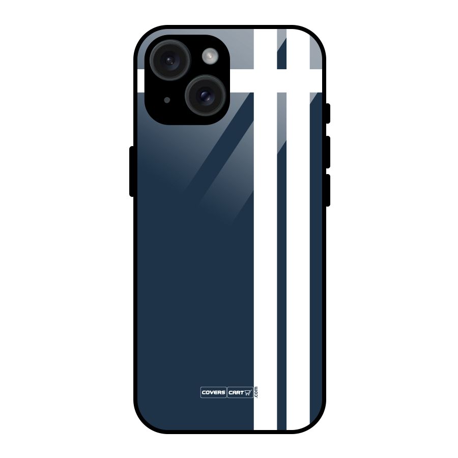 Blue and White Glass Back Case for iPhone 15