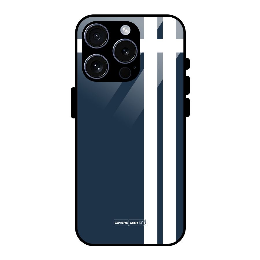 Blue and White Glass Back Case for iPhone 15 Pro