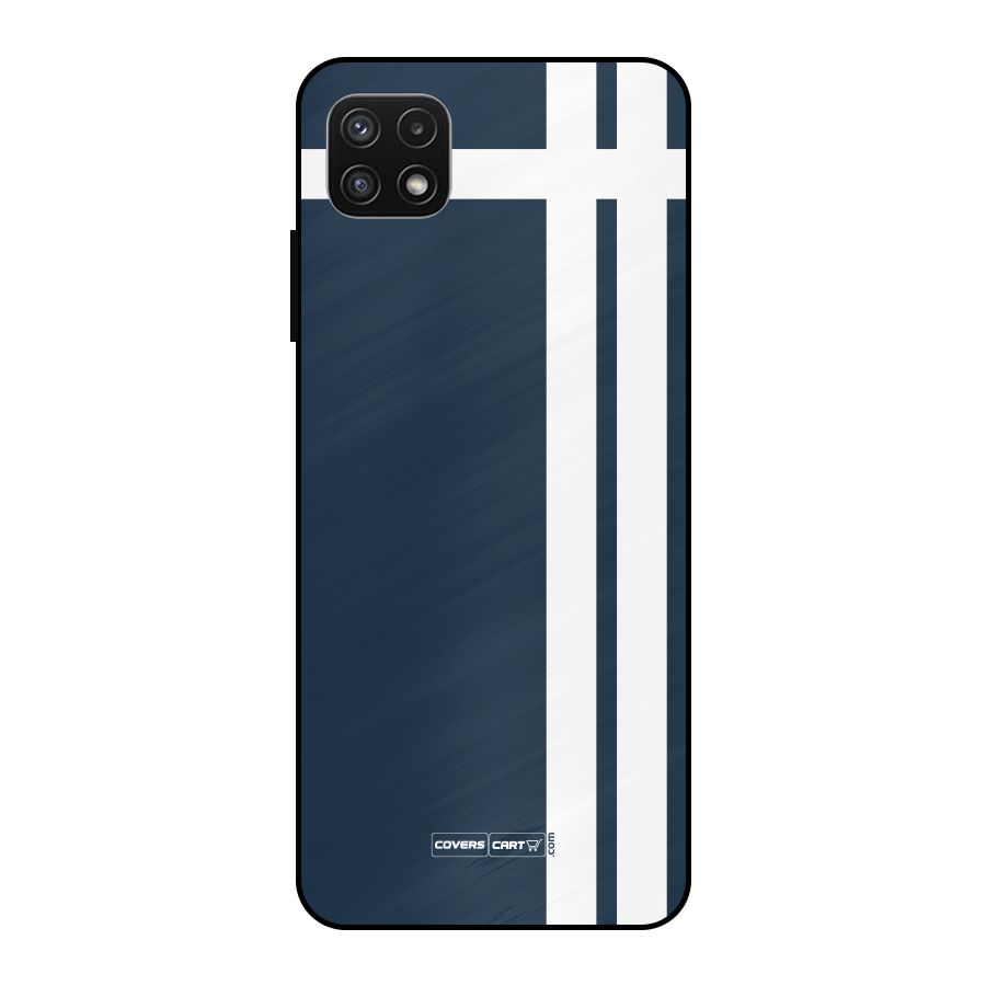 Blue and White Metal Back Case for Galaxy A22 5G