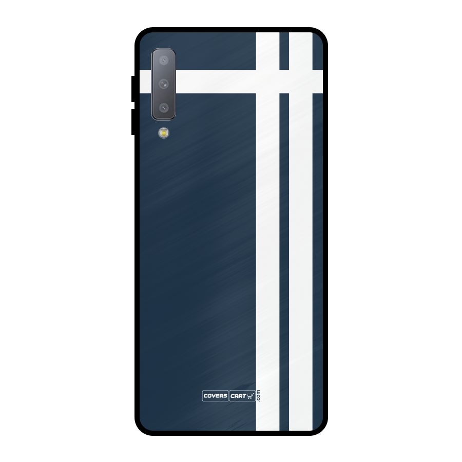 Blue and White Metal Back Case for Galaxy A7 (2018)