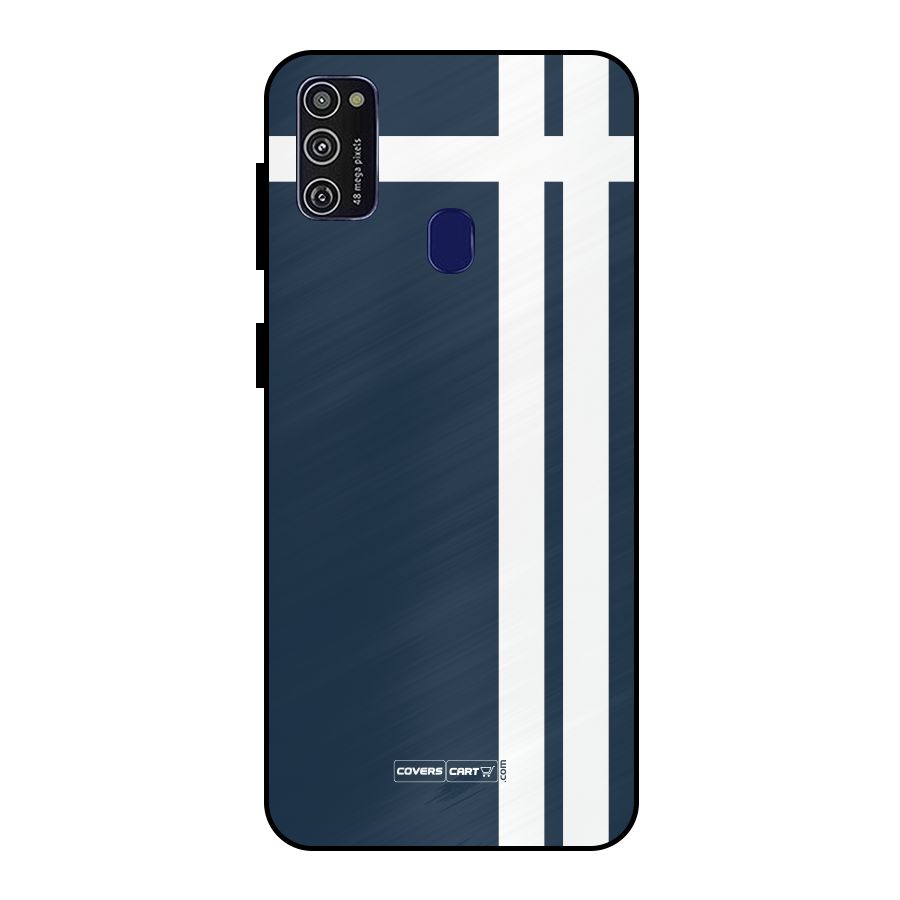Blue and White Metal Back Case for Galaxy M21