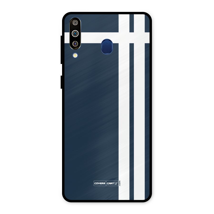 Blue and White Metal Back Case for Galaxy M30