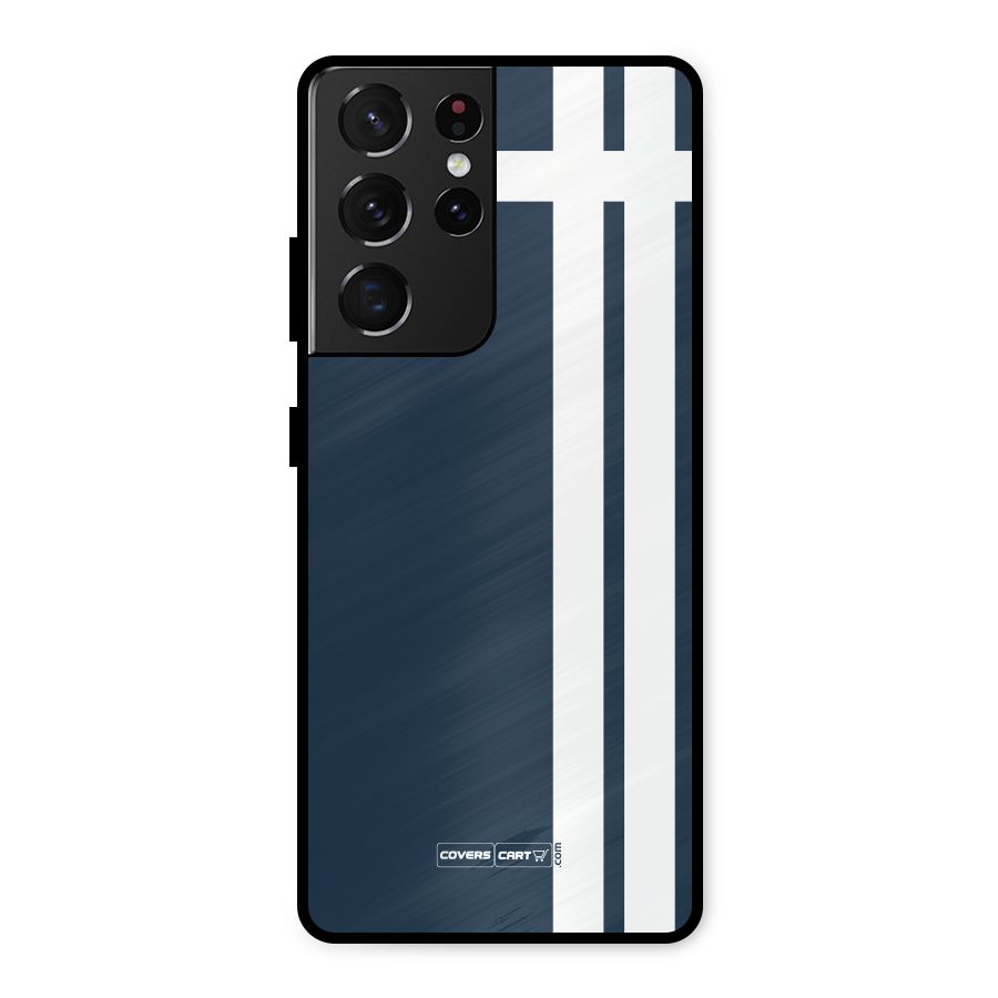 Blue and White Metal Back Case for Galaxy S21 Ultra 5G