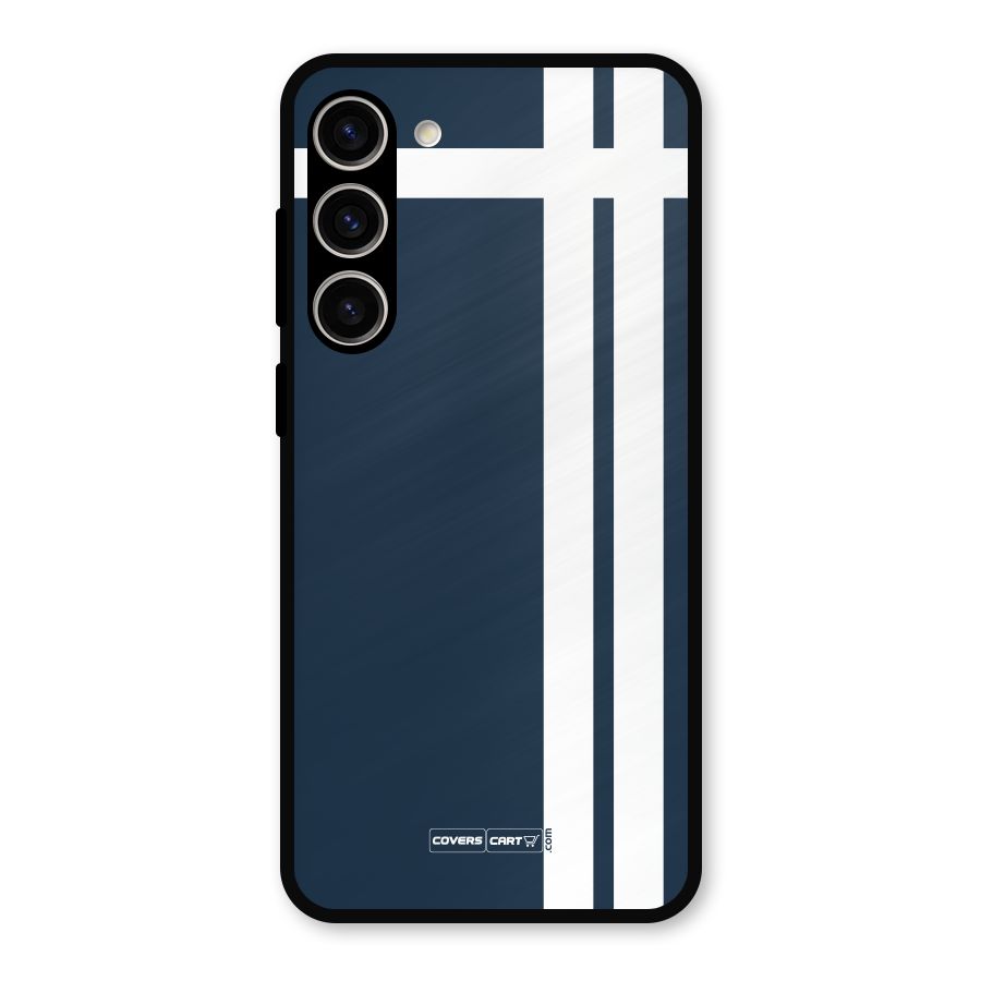 Blue and White Metal Back Case for Galaxy S23 Plus