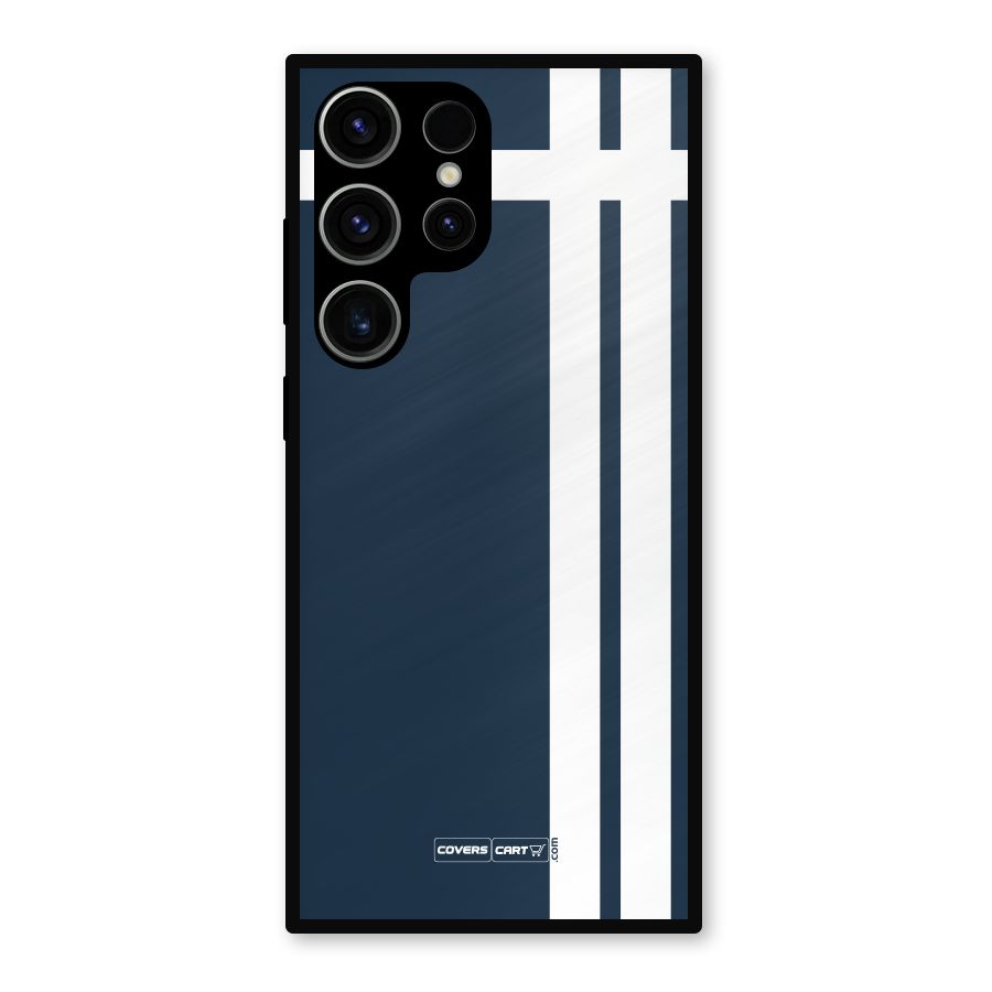 Blue and White Metal Back Case for Galaxy S23 Ultra