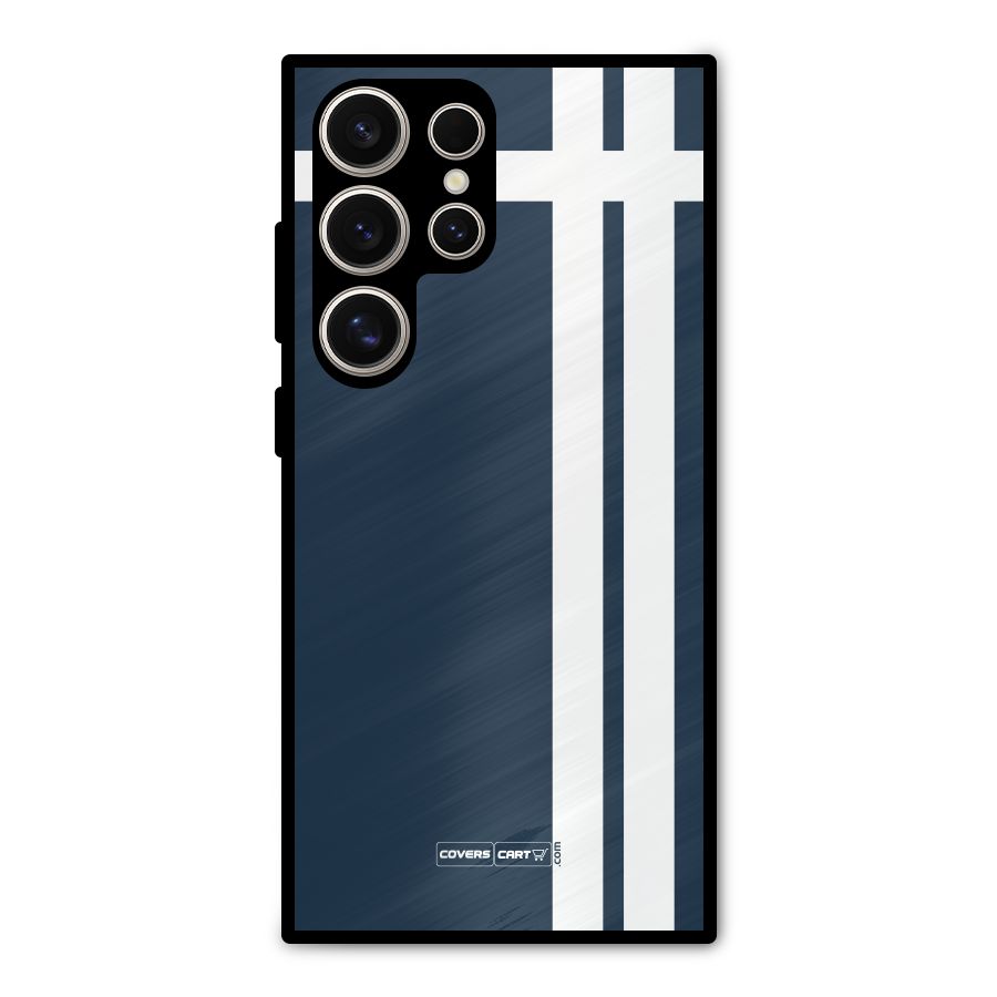 Blue and White Metal Back Case for Galaxy S24 Ultra