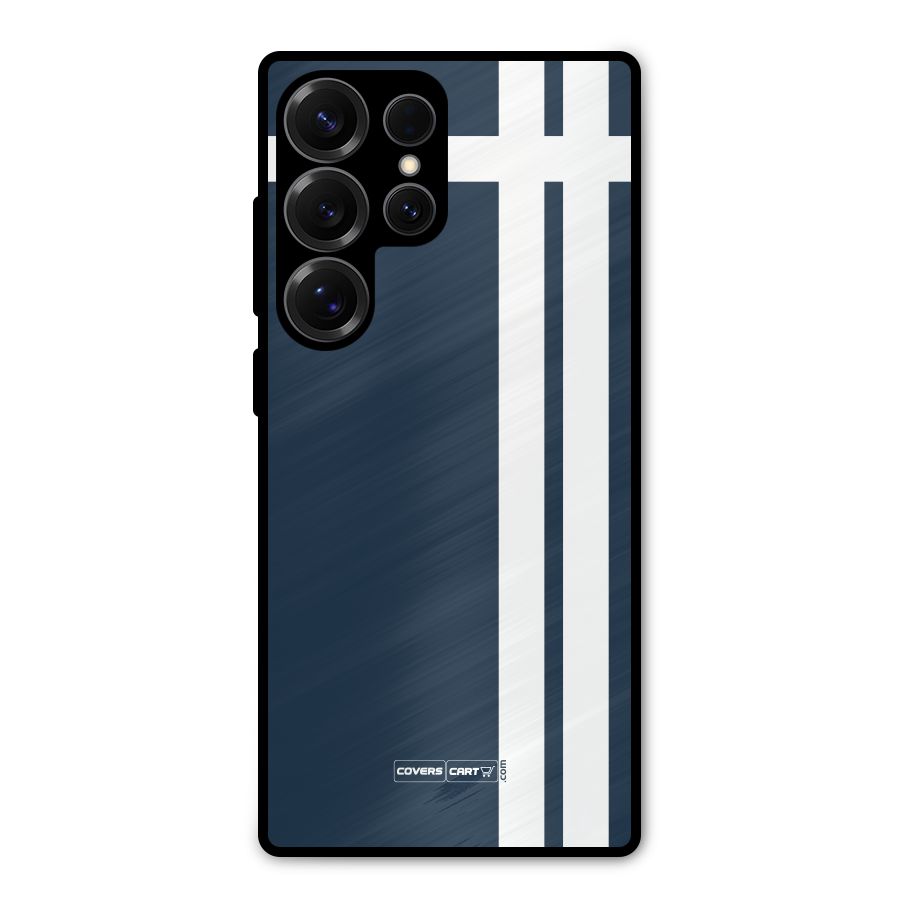 Blue and White Metal Back Case for Galaxy S25 Ultra