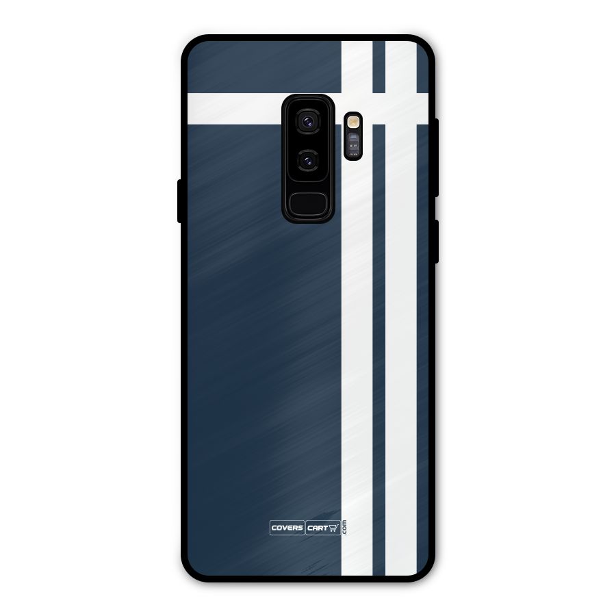 Blue and White Metal Back Case for Galaxy S9 Plus