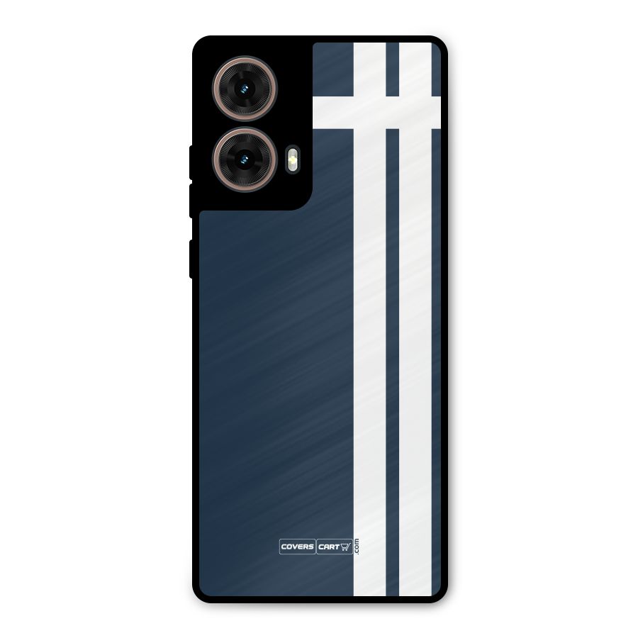 Blue and White Metal Back Case for Moto G85