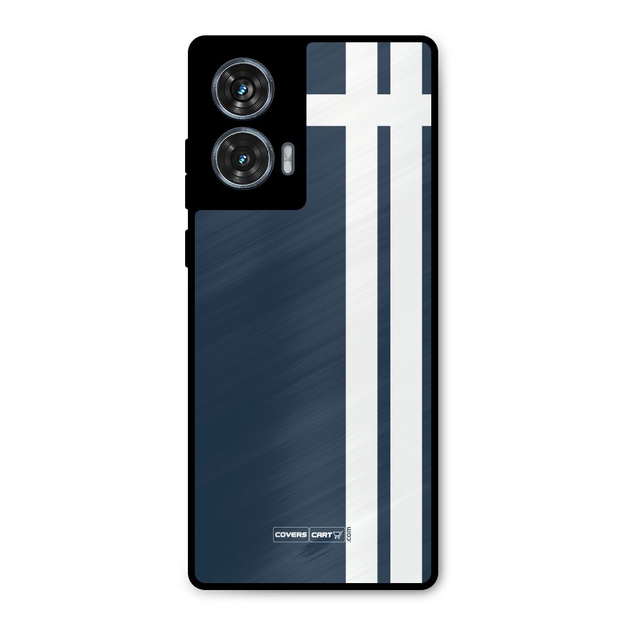 Blue and White Metal Back Case for Motorola Edge 50 Fusion