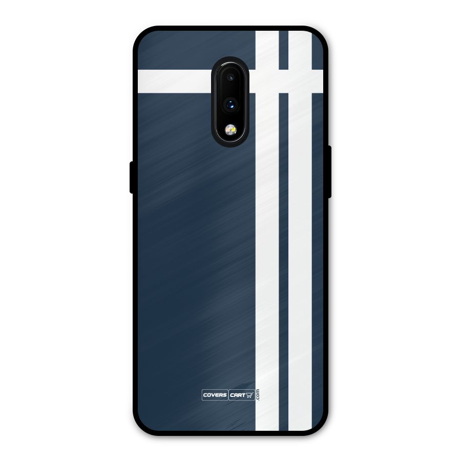 Blue and White Metal Back Case for OnePlus 7