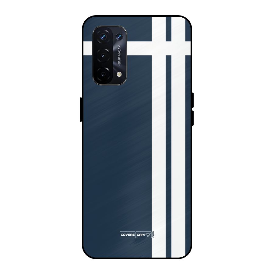 Blue and White Metal Back Case for Oppo A74 5G